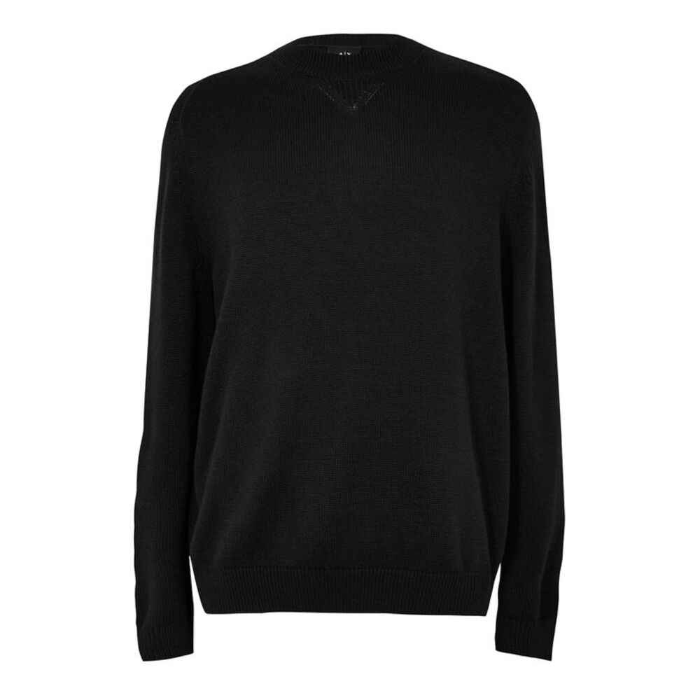 Armani Exchange Unisex Adult Crew Neck Long-Sleeved Sweater / Black